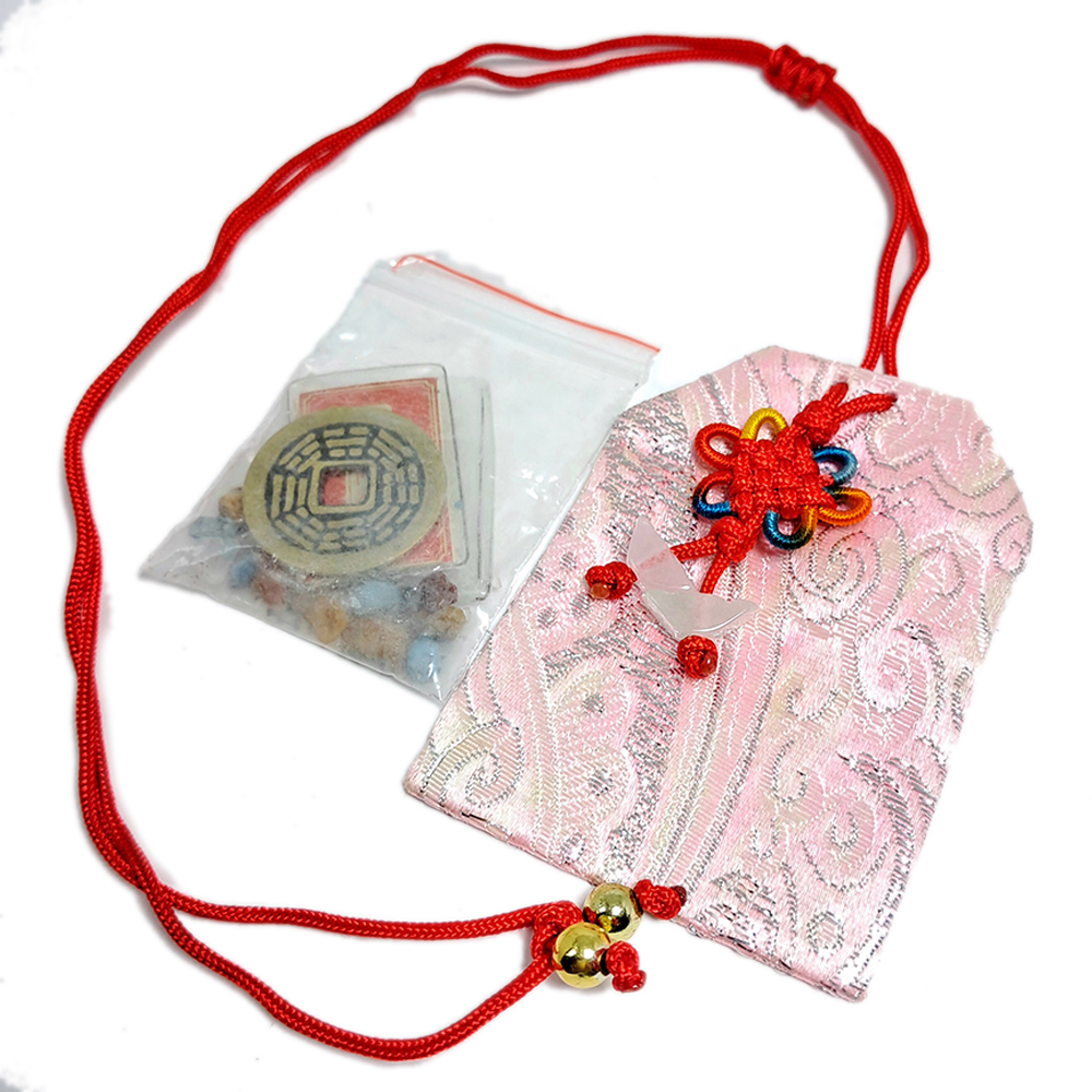 彌陀經+七寶石+五帝錢=福袋(紫色)+七寶石+五帝錢=福袋(粉色)【十方】132360