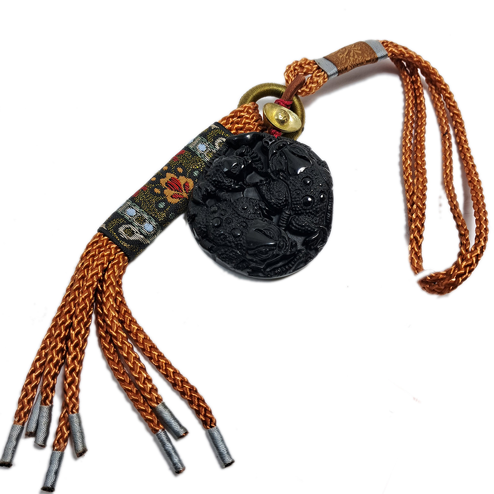 旺財蟾蜍{黑曜岩}開運掛飾【十方】133295