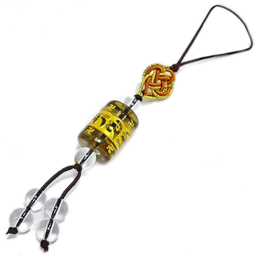 六字真言(茶晶)轉經輪吊飾【十方】139055
