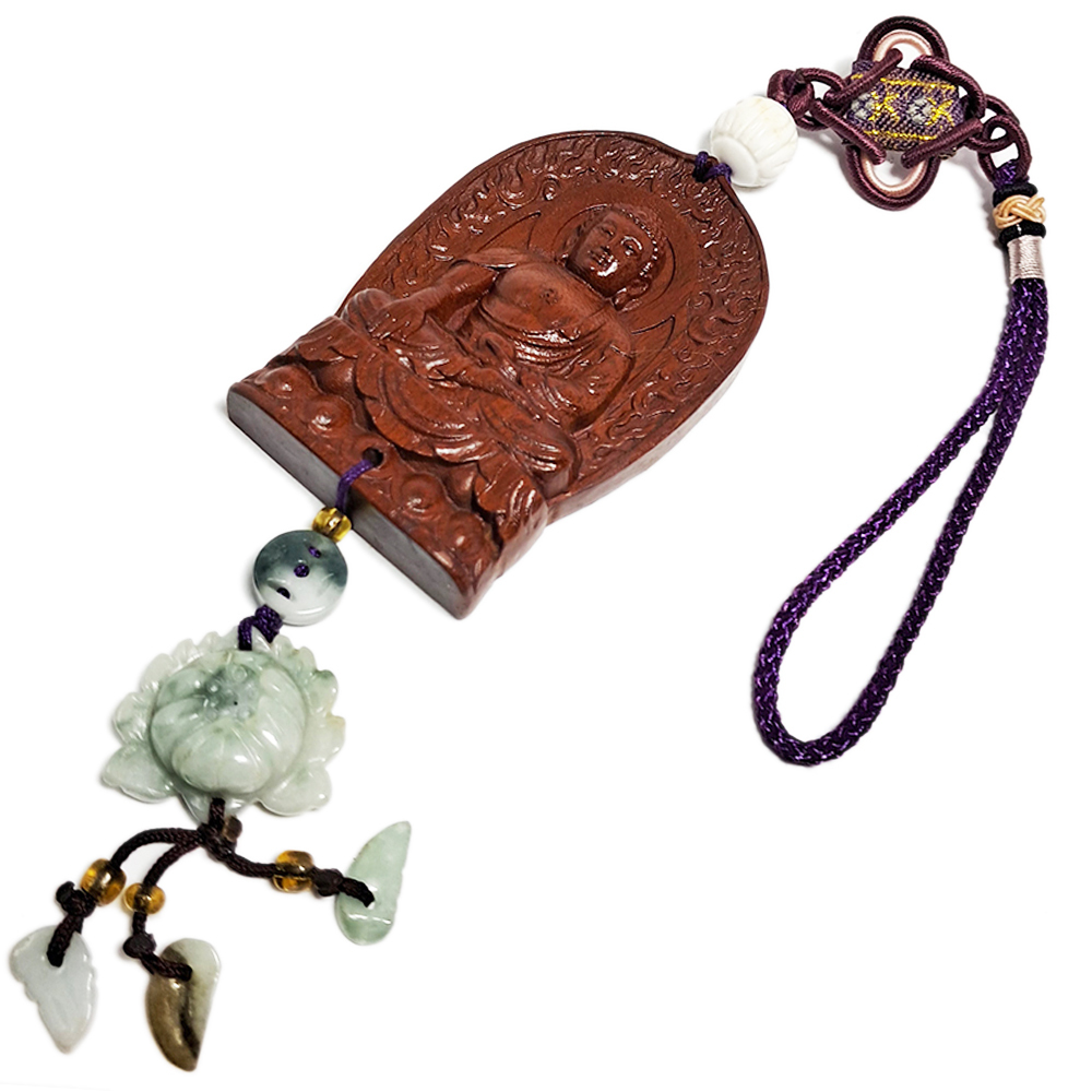 佛{紫檀}+玉蓮花法輪掛飾【十方】140755