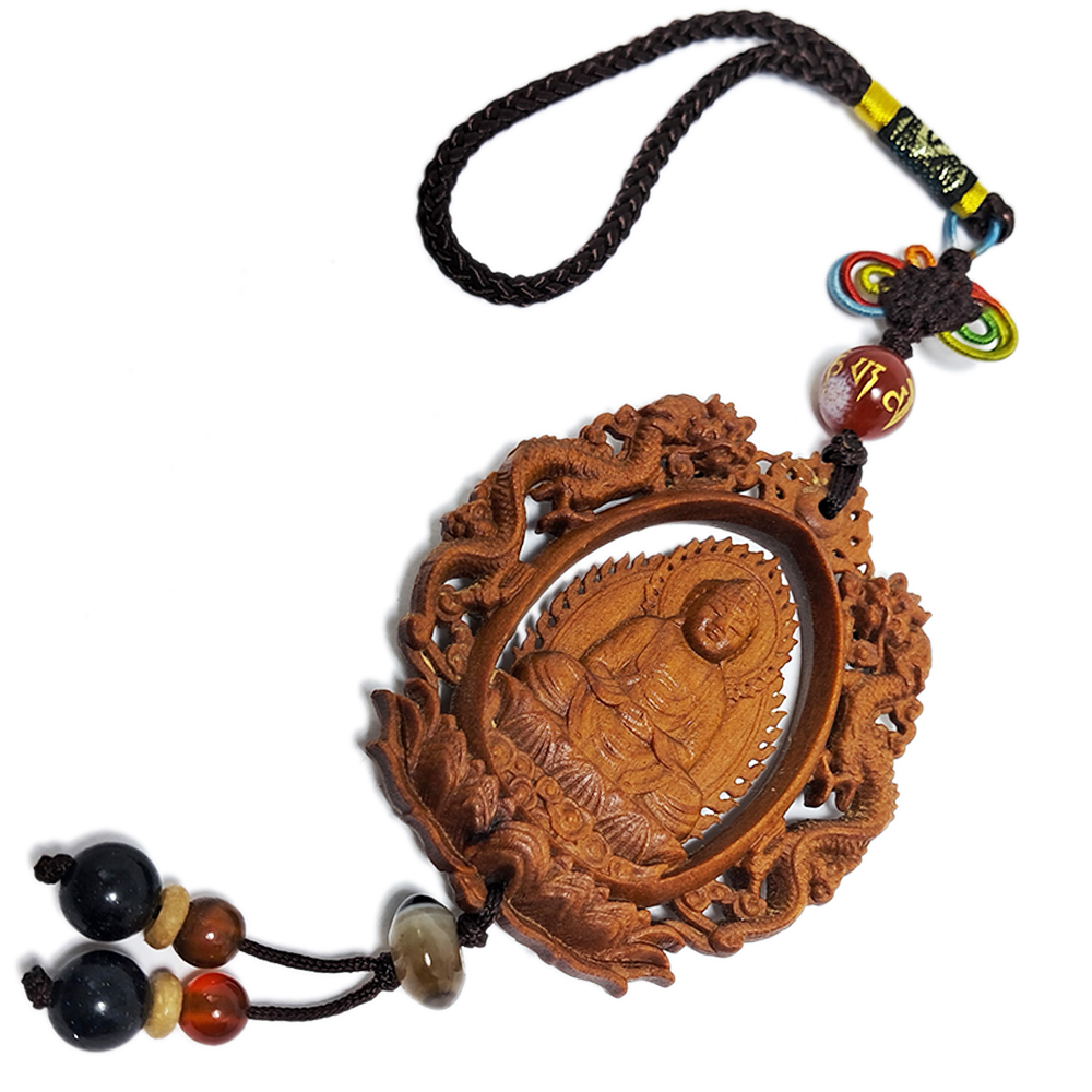 彌陀佛&觀音{檀香}雙龍掛飾【十方】140394