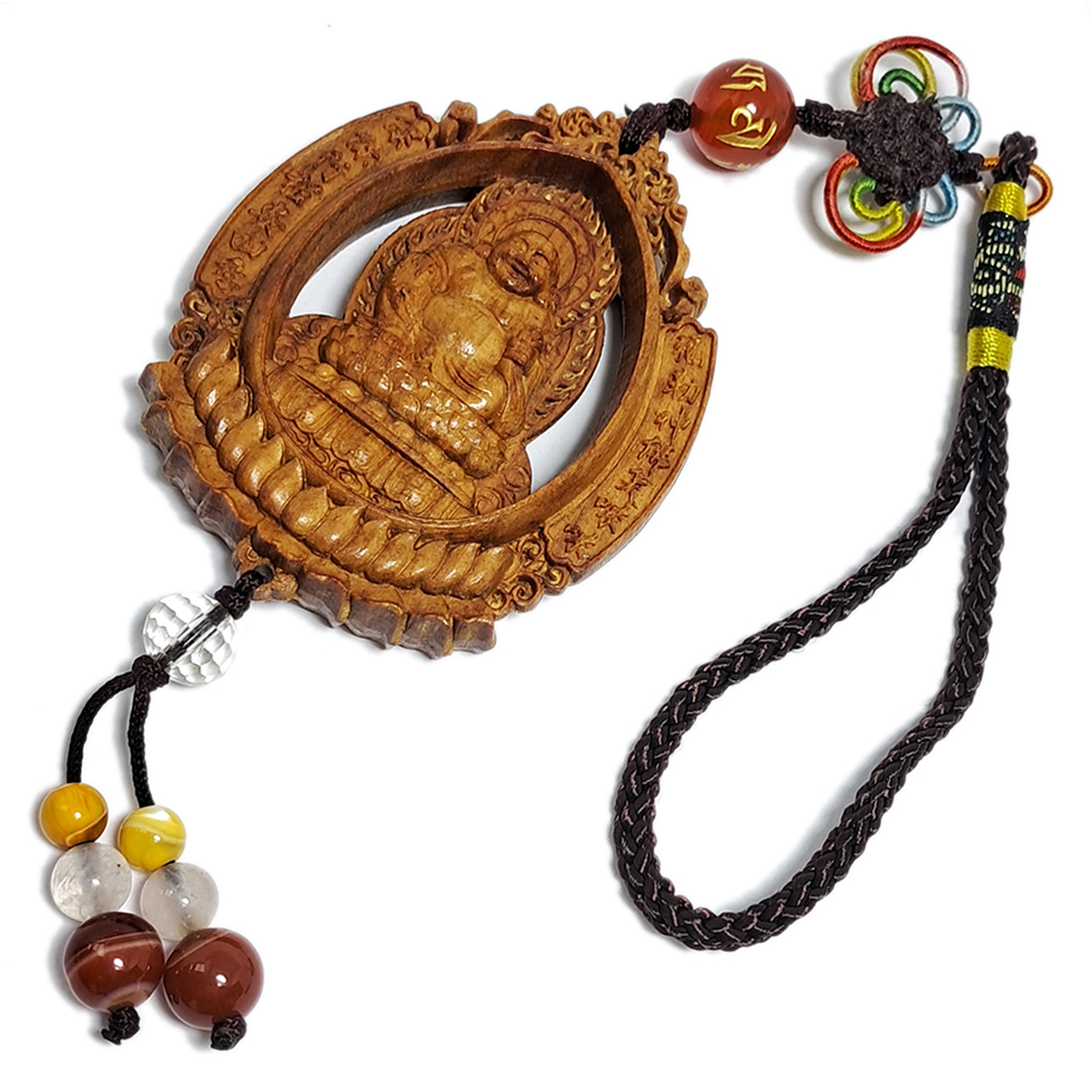 彌勒佛&普賢菩薩{檀香}掛飾【十方】140377