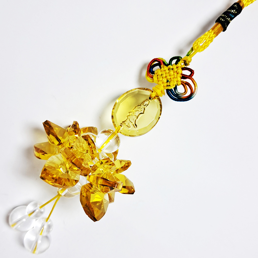 觀音&水晶黃蓮花球掛飾(直徑4.5公分)【十方】142842