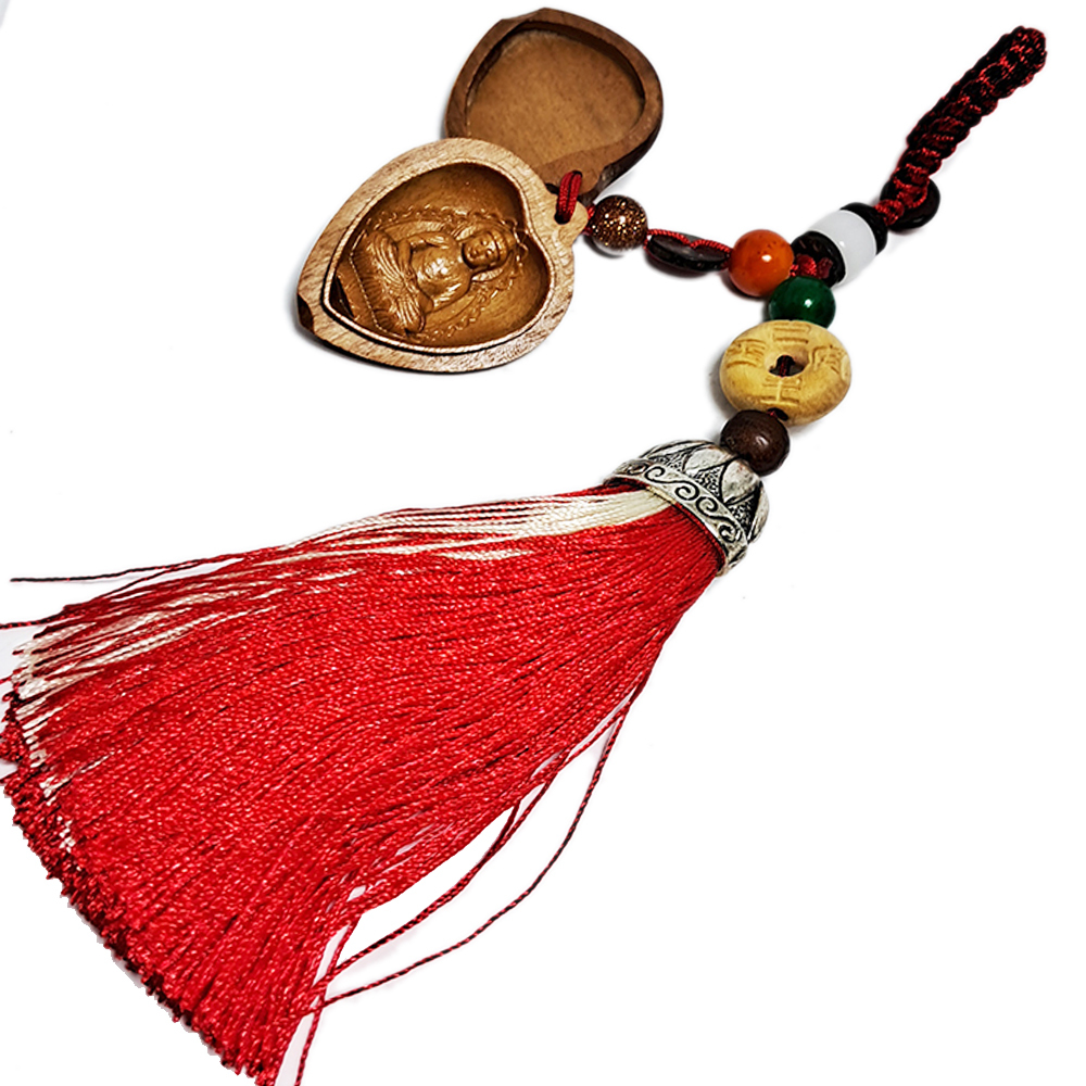 大勢至菩薩檀木肖馬守護神掛飾15cm【十方】144653