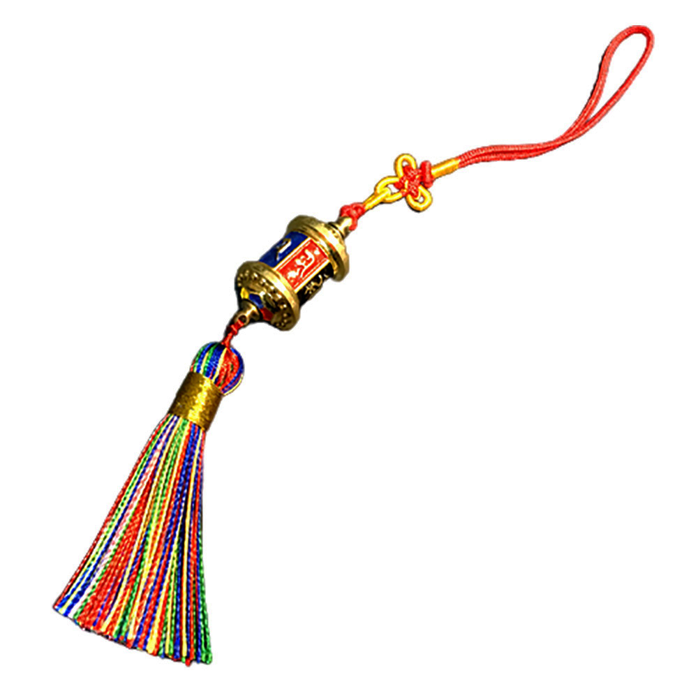 六字真言轉經輪(五色琺瑯)掛飾19公分【十方】146222