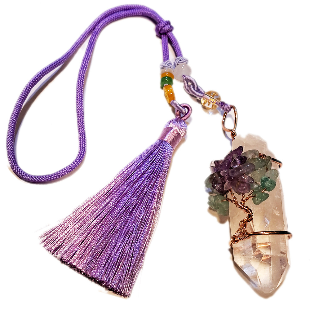 水晶原礦鑲東菱玉&紫水晶掛飾【十方】148557