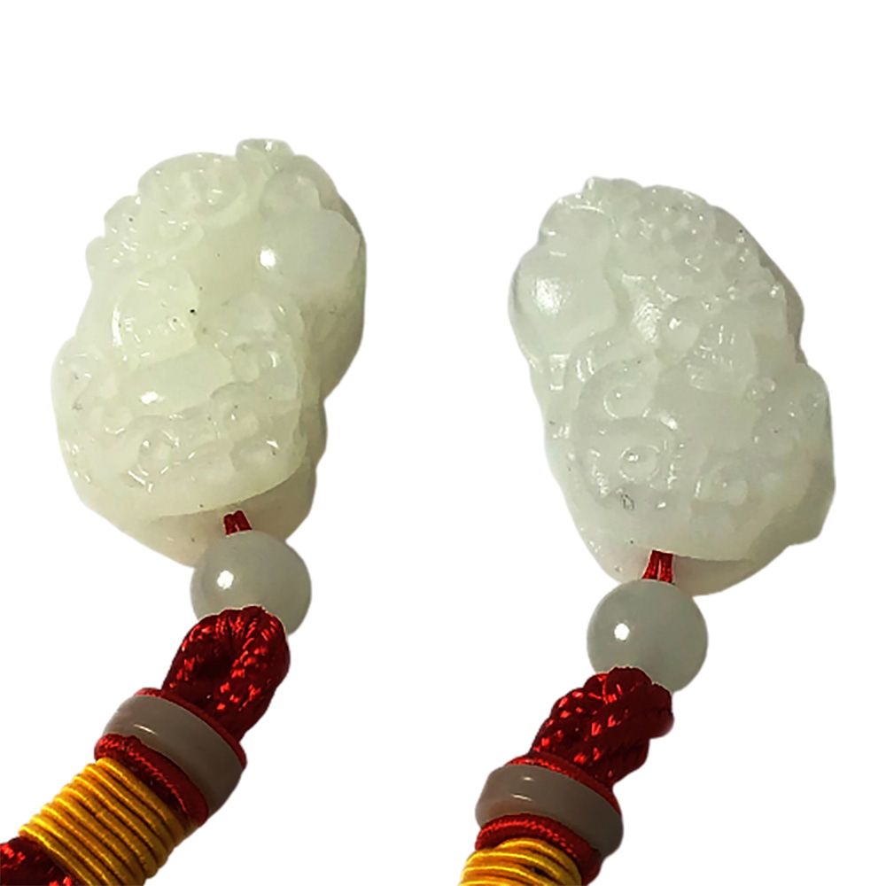 貔貅 阿富汗白玉 紅繩掛飾1對【十方】149668