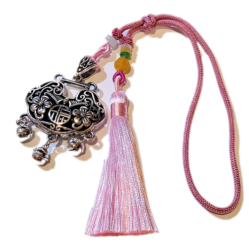 花開富貴平安鎖 粉紅掛飾【十方】151273