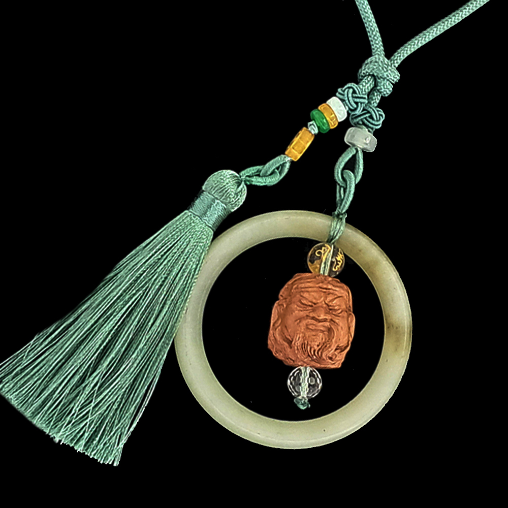 關聖帝君{桃木}&玉環中國結掛飾【十方】151676