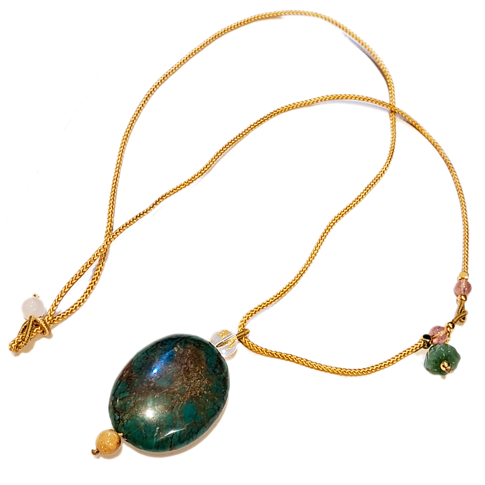 綠松石&安神中國結項鍊 3.4公分【十方】151720