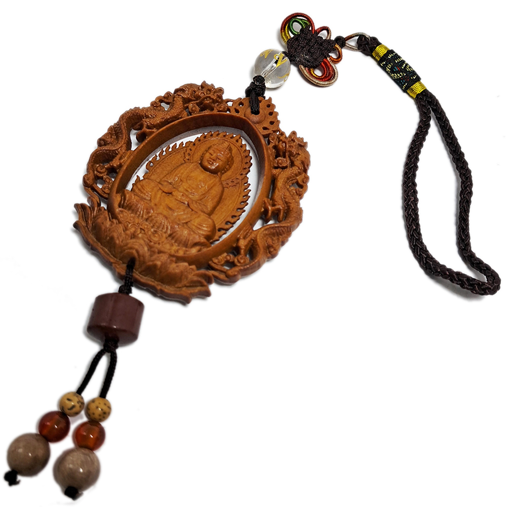 佛&觀音{檀香}雙龍木雕掛飾【十方】151985