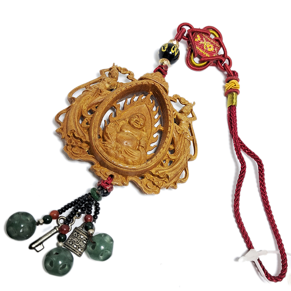 彌勒佛&觀音{檀香}飛天木雕掛飾【十方】151991