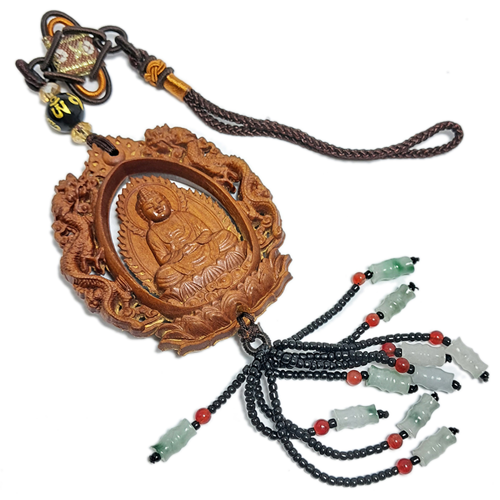 佛&觀音{檀香}雙龍木雕掛飾【十方】151986