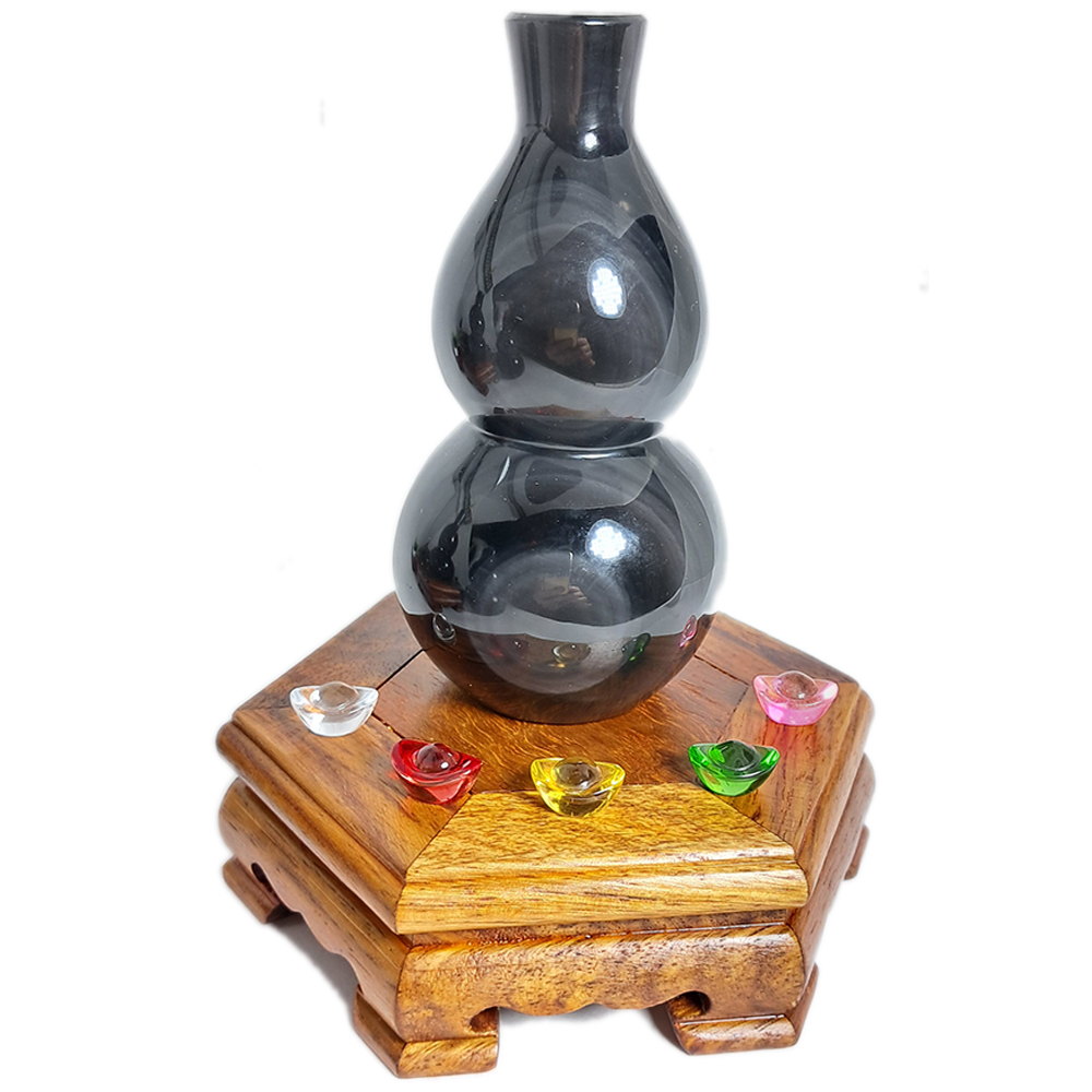 黑曜岩葫蘆{有眼}高11公分含座【十方】152409