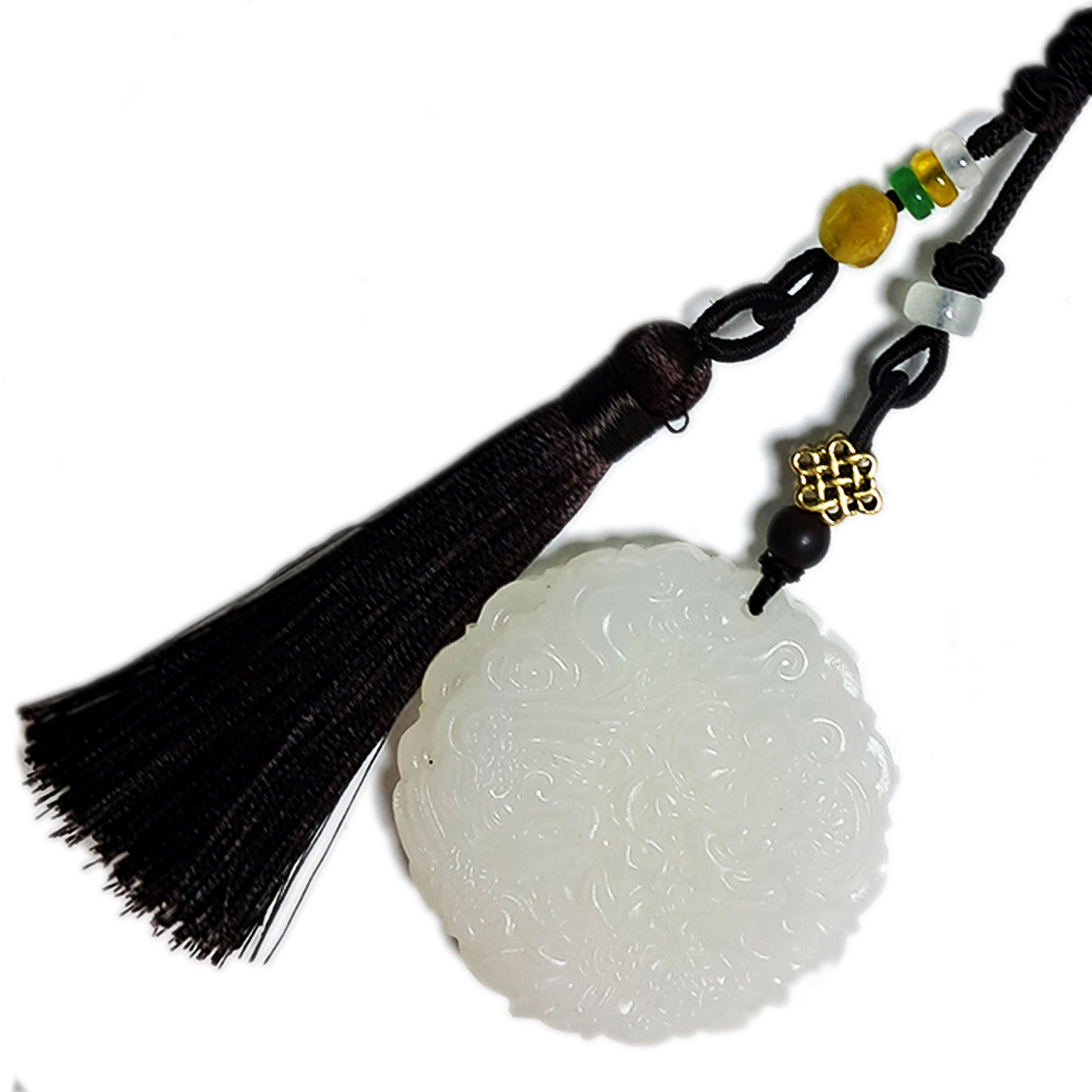 龍鳳{白玉}吉祥掛飾【十方】152543