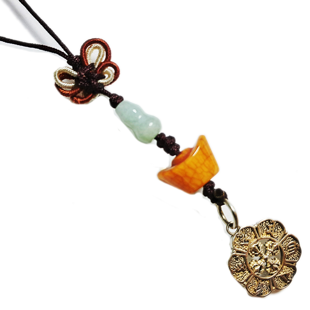 六字真言十字杵{純銀}&元寶{火供珠}法寶掛飾【十方】152546