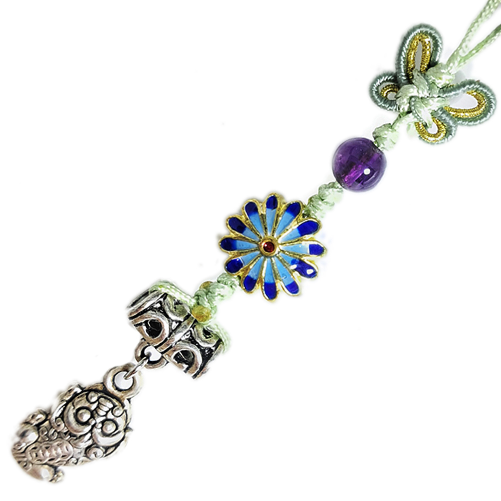 貔貅{藏銀}&富貴花{琺瑯}法寶掛飾【十方】152573