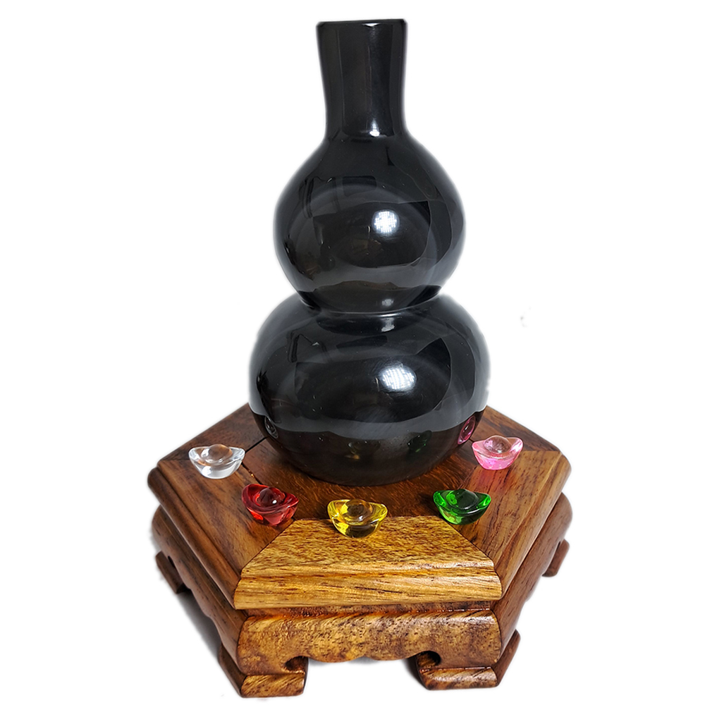 黑曜岩葫蘆{有眼}高11公分含座【十方】152408