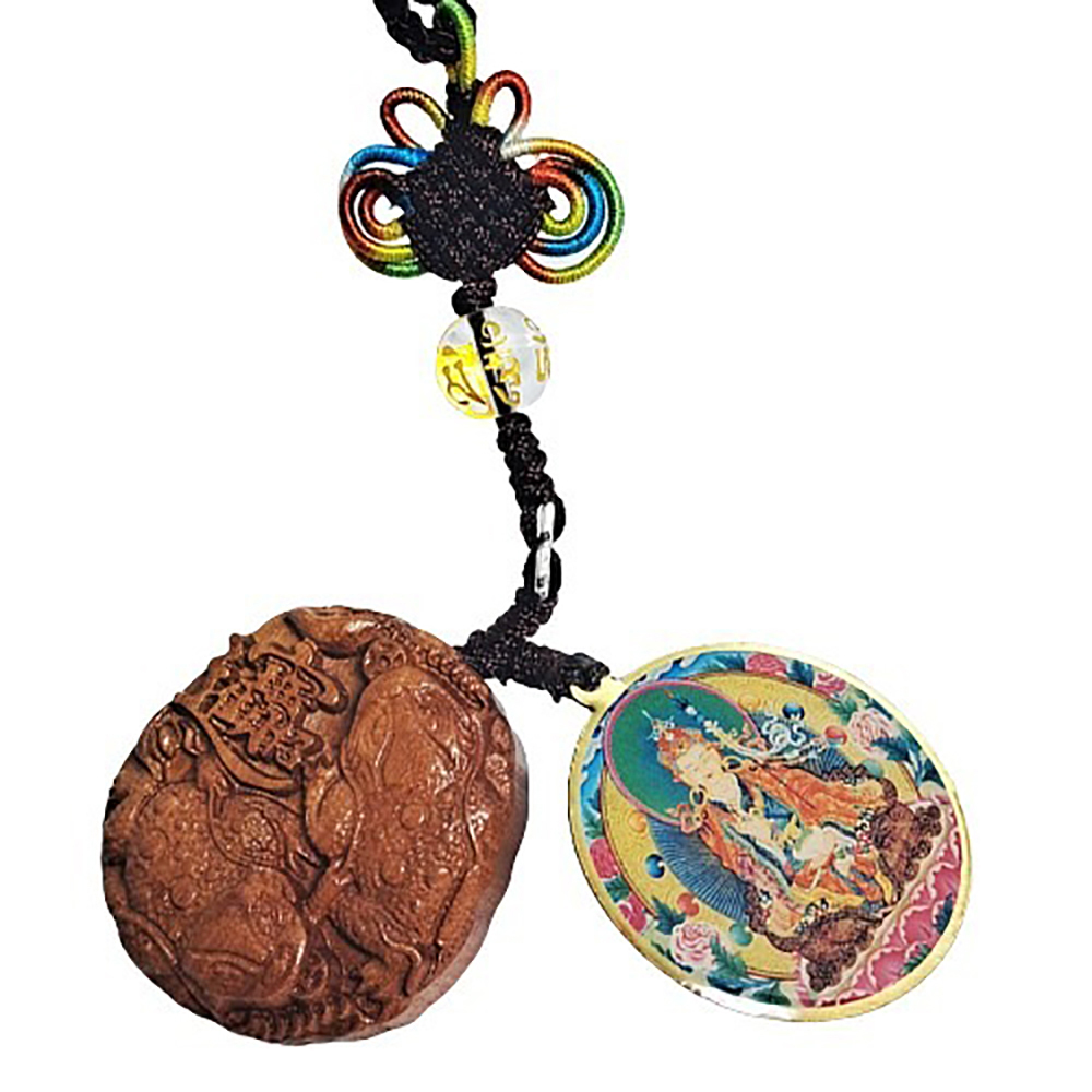 蓮花生大士&招財蟾蜍{桃木}法寶掛飾【十方】152528