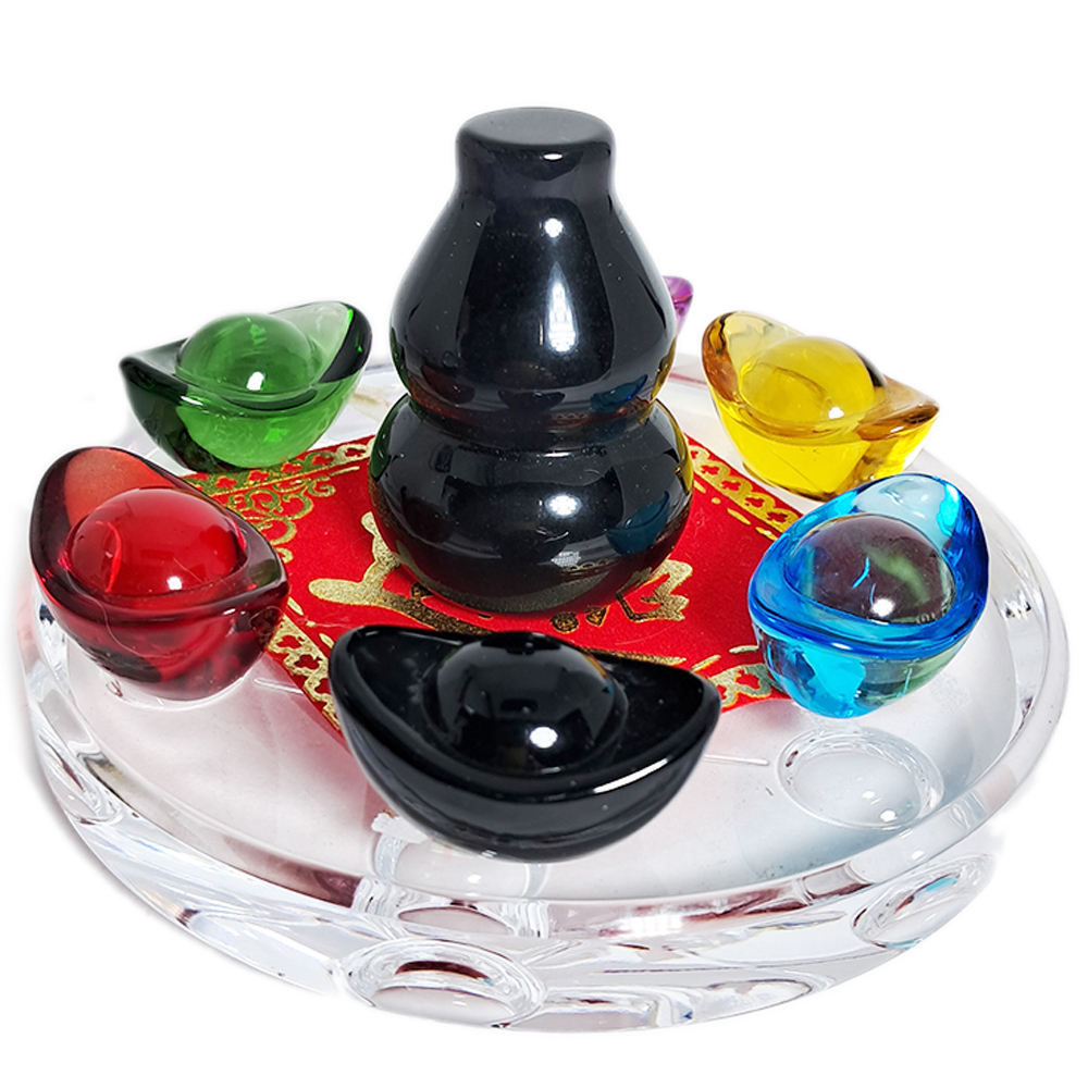 葫蘆{黑曜岩}5.1公分元寶{琉璃}七星陣【十方】152392