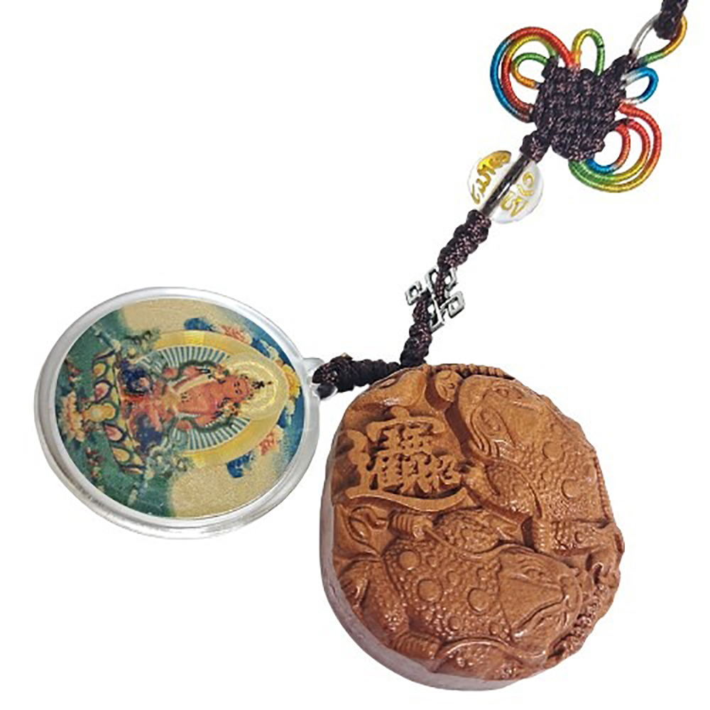 長壽佛&招財蟾蜍{桃木}法寶掛飾【十方】152527