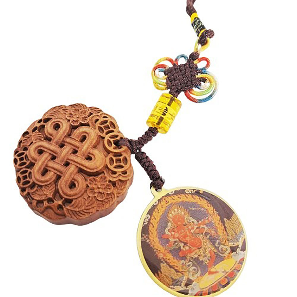 作明佛母&吉祥結{桃木}法寶掛飾【十方】152523