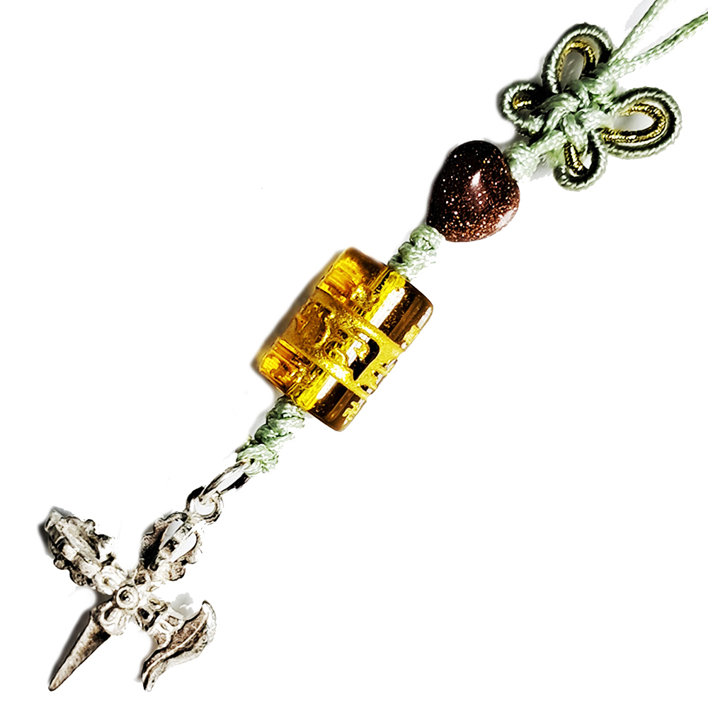 普巴杵{純銀}&轉經輪{琉璃}法寶掛飾【十方】152544