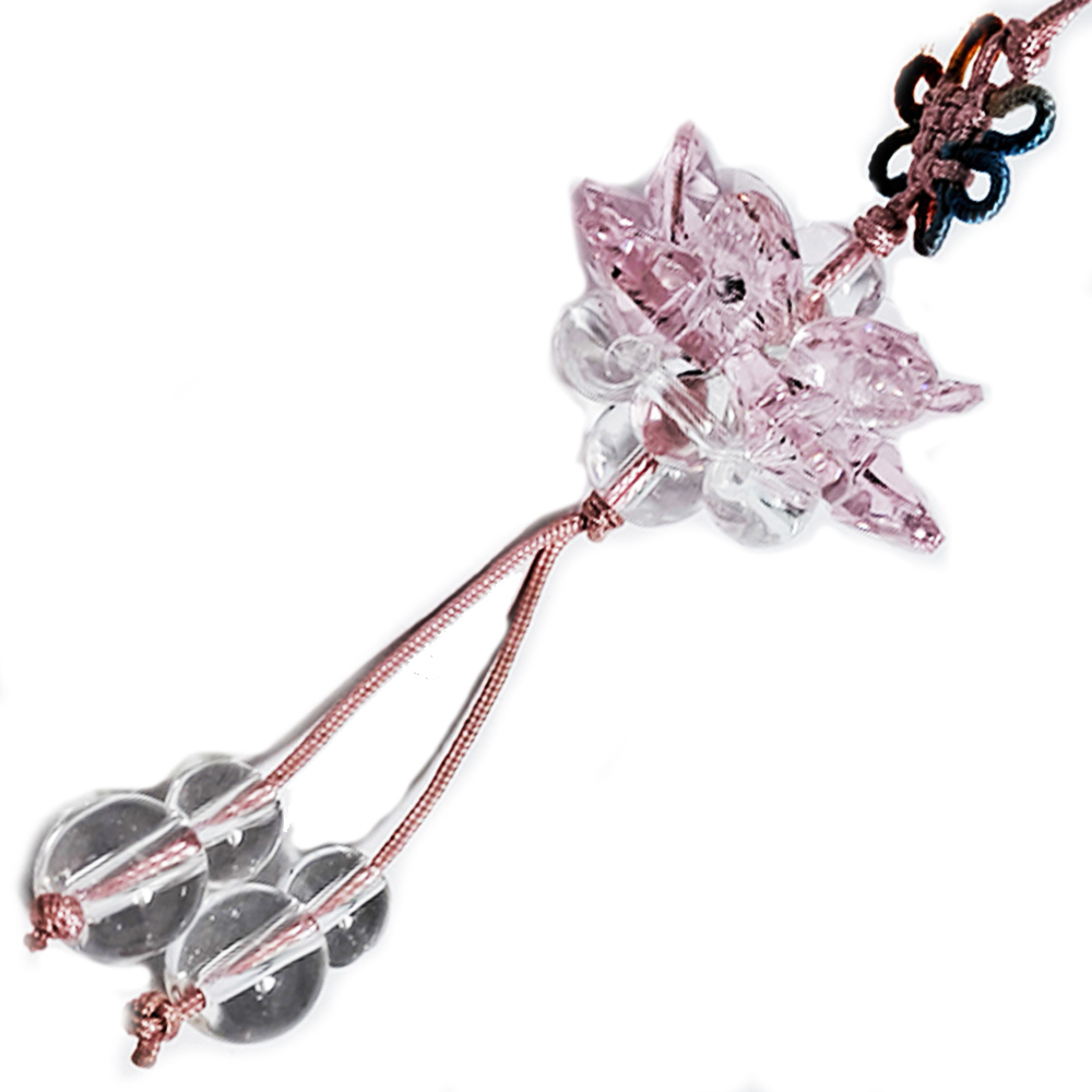 水晶粉紅蓮花球掛飾(直徑3公分) 【十方】126223