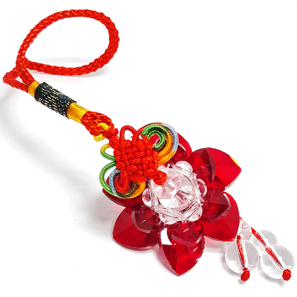 水晶紅蓮花球(直徑4.5公分)開運掛飾【十方】126227