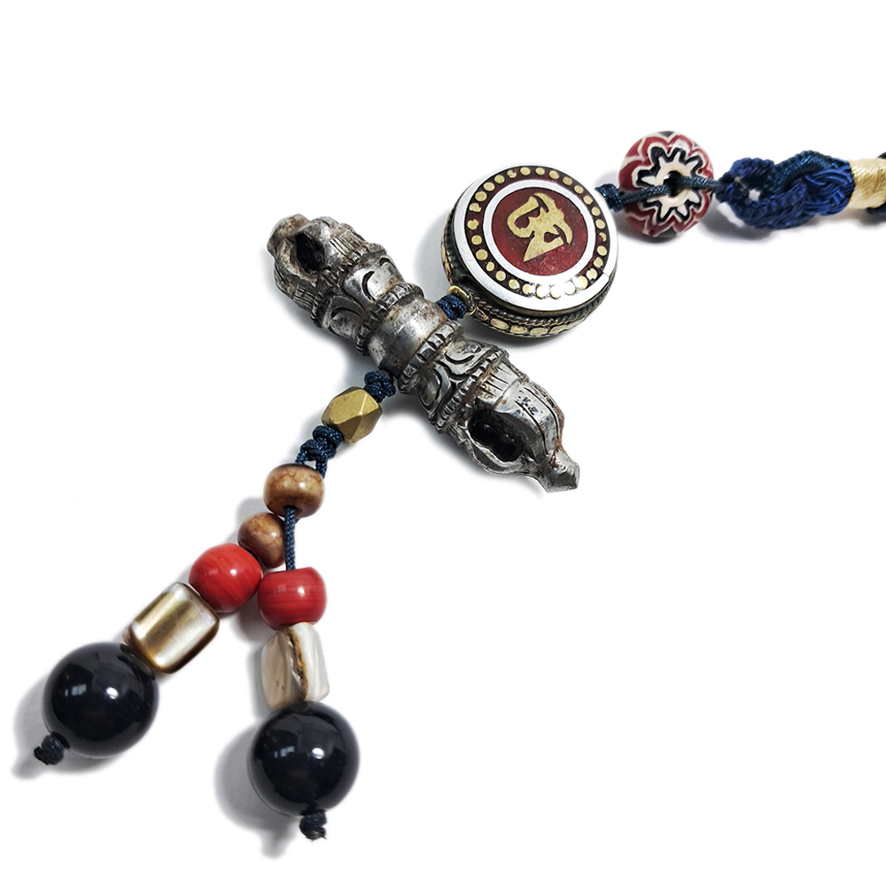 金剛杵{鐵}&琉璃珠掛飾【十方】128256