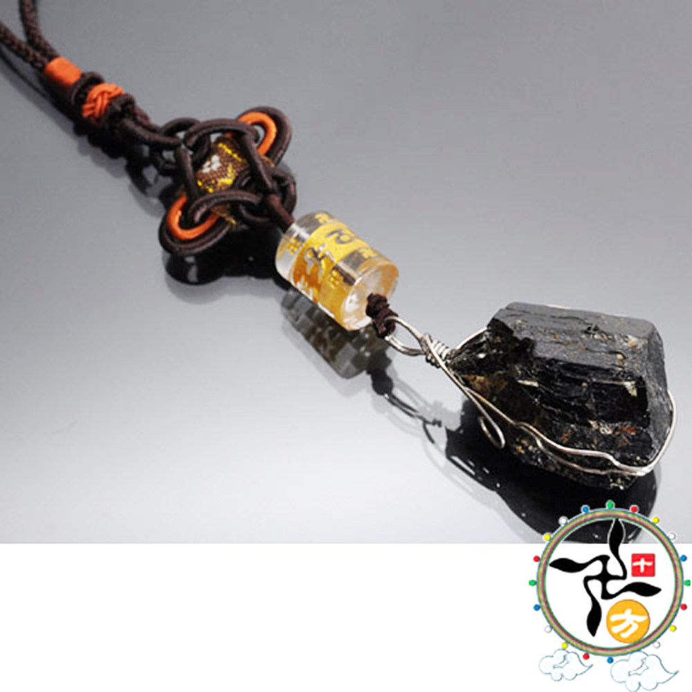 黑碧璽原礦中國結掛飾【十方】128176