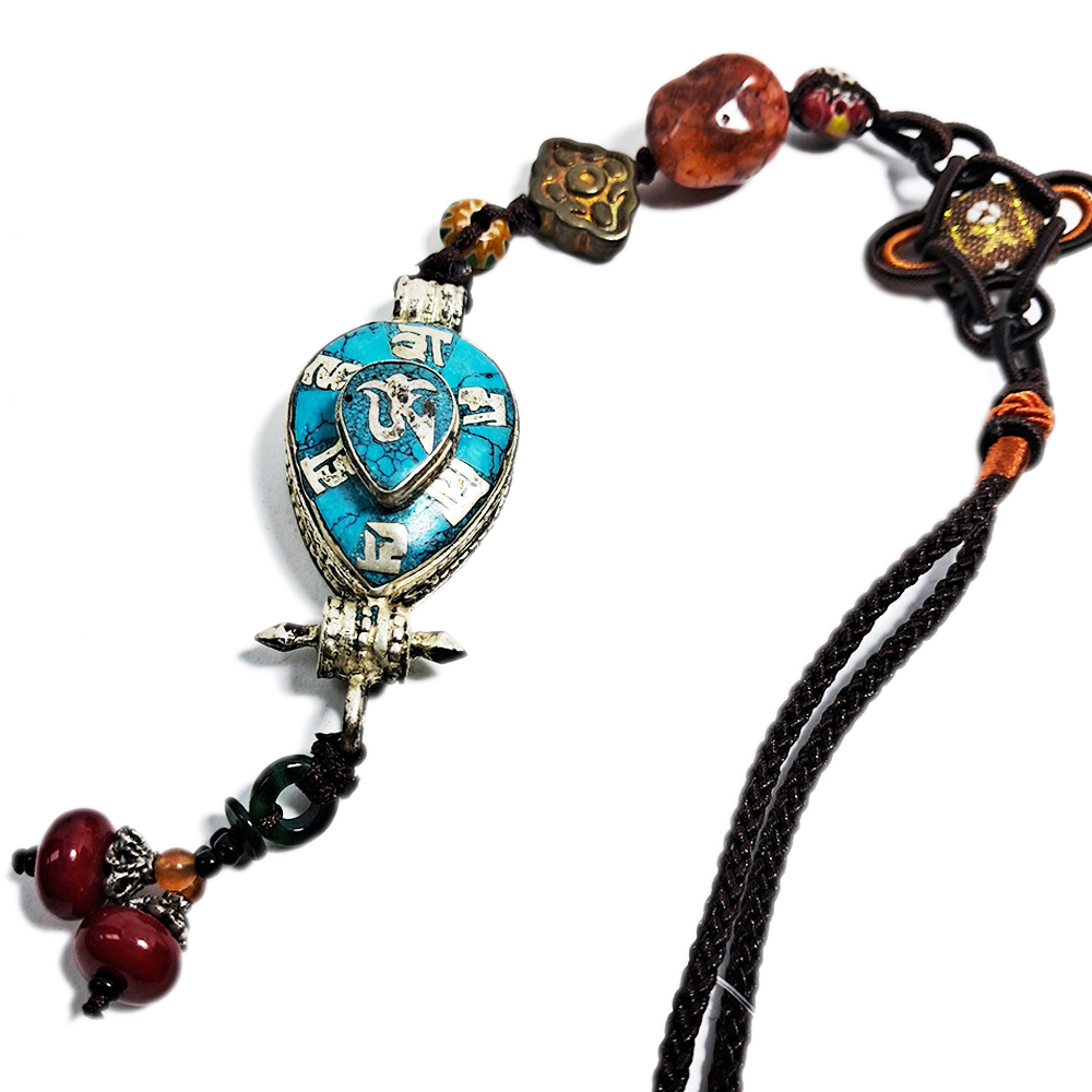 吉祥結&紅玉髓&六字真言嘎屋掛飾【十方】128495