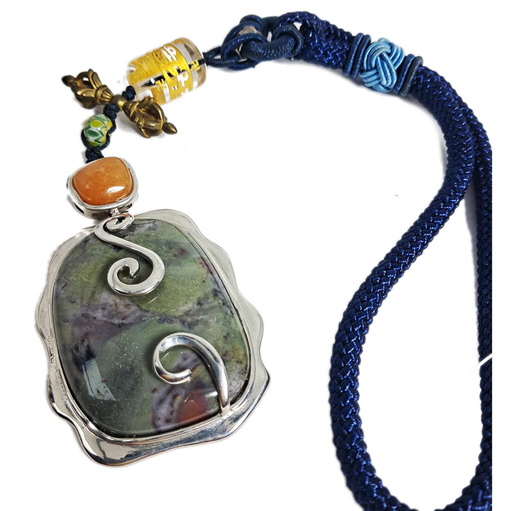 六字箴言&金剛杵&印度瑪瑙吊飾【十方】128489