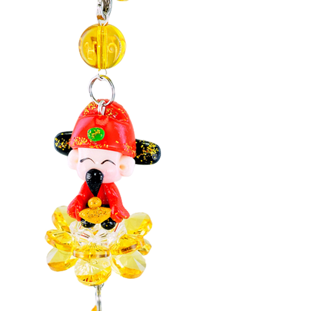 財神&黃水晶蓮花招財掛飾【十方】128948