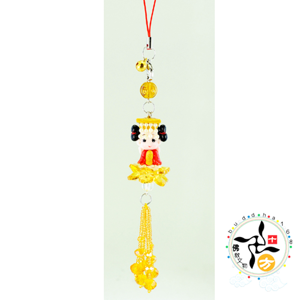 天上媽祖&黃水晶蓮花招財掛飾【十方】128949
