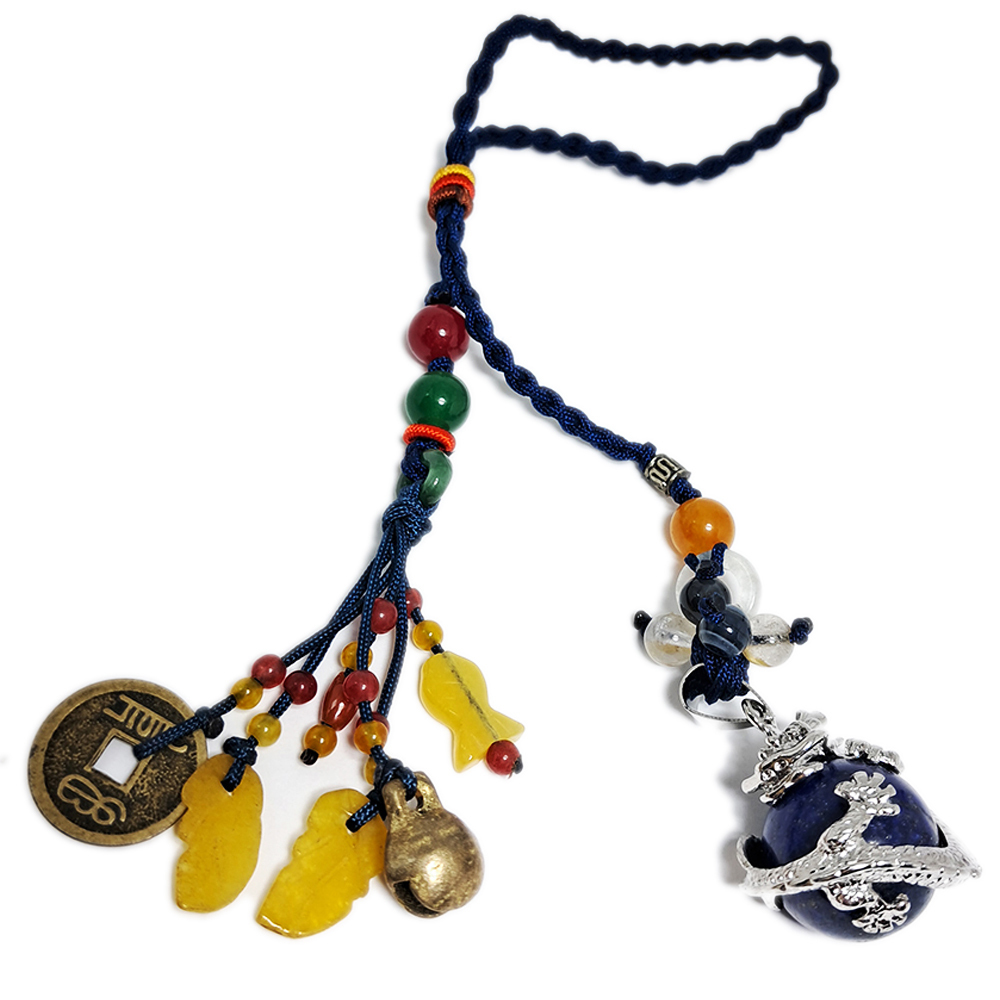 青金石龍柱搶珠法寶掛飾【十方】131267