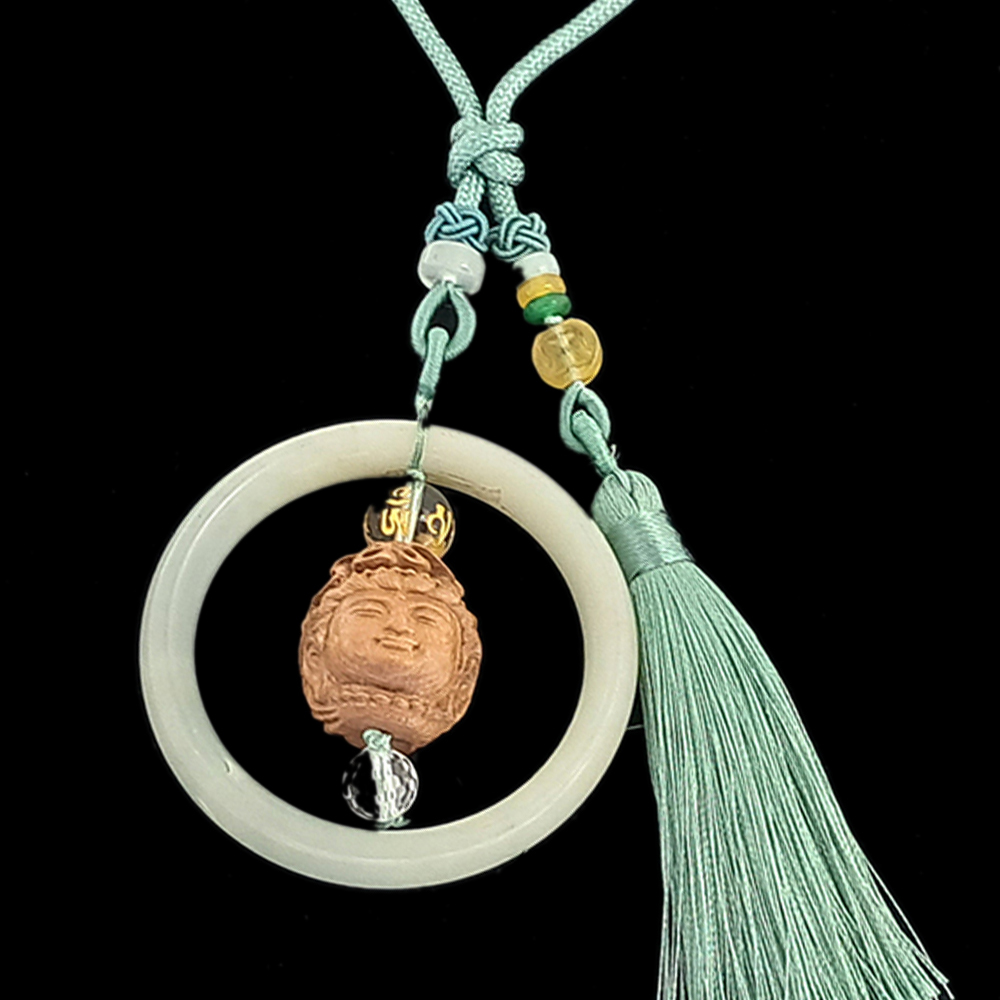 觀音{桃木}圓滿玉環吉祥掛飾【十方】132627