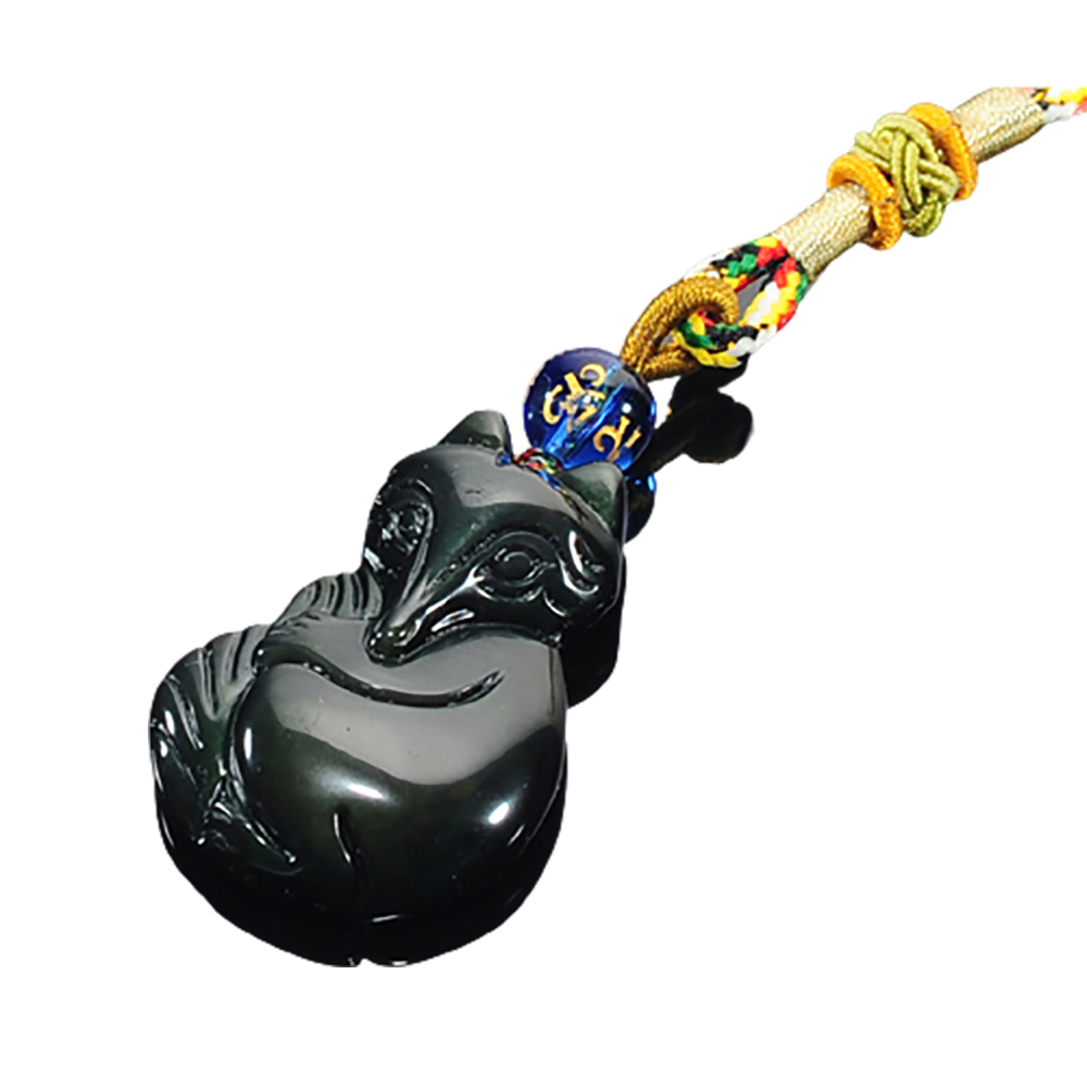 黑狐狸{彩虹黑曜岩}吊飾.制爛桃花【十方】133167