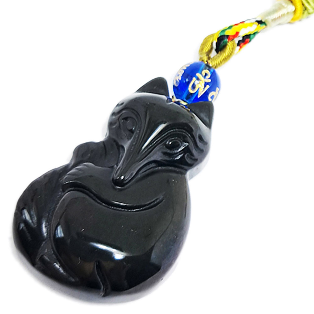 黑狐狸{彩虹黑曜岩}吊飾.制爛桃花【十方】133167