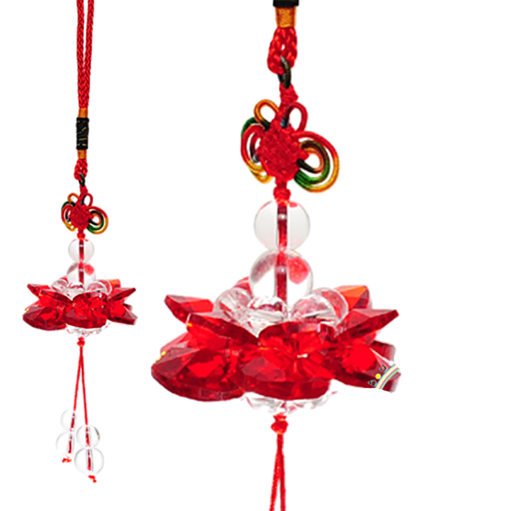 水晶紅蓮花球掛飾(直徑5.5公分)【十方】133231