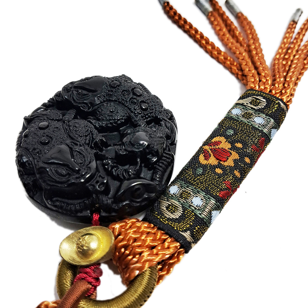 旺財蟾蜍{黑曜岩}開運掛飾【十方】133295