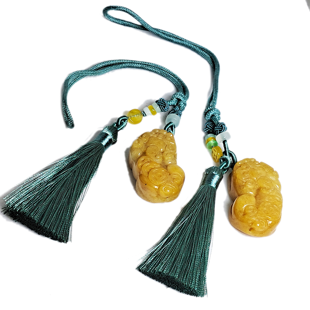 招財貔貅{黃玉}掛飾1對【十方】133819