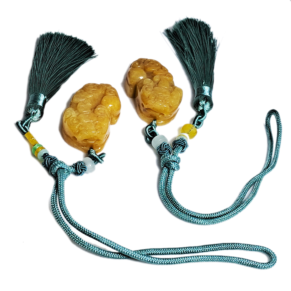 招財貔貅{黃玉}掛飾1對【十方】133819