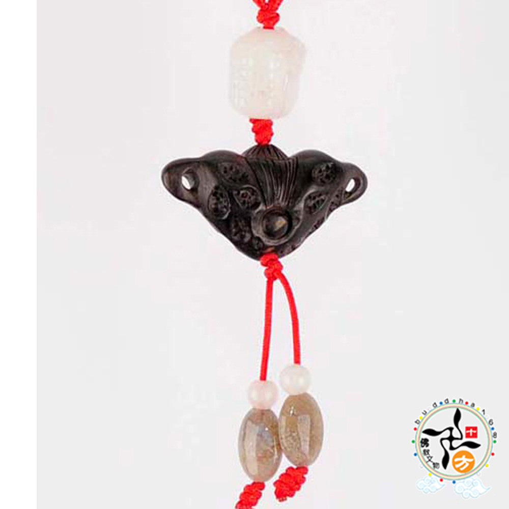 白玉佛首+迎福(黑檀)法寶掛飾【十方】141029