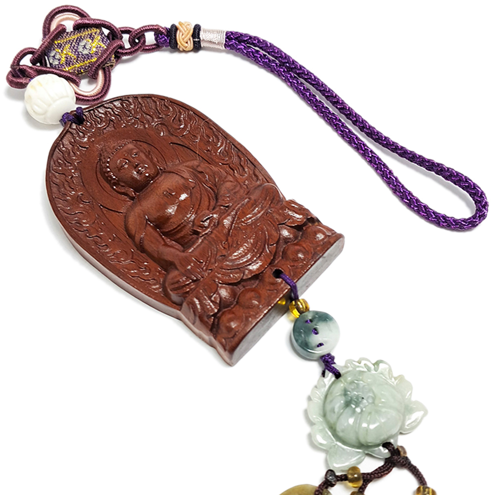 佛{紫檀}+玉蓮花法輪掛飾【十方】140755