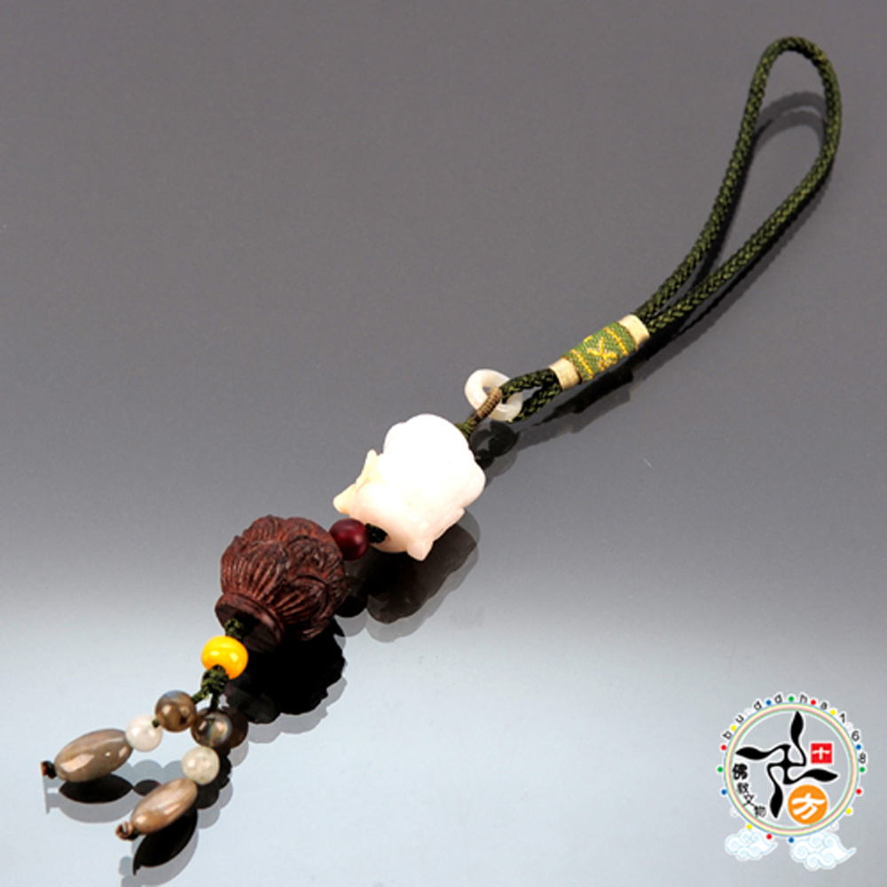 白玉羅漢+蓮花吉祥掛飾【十方】141057