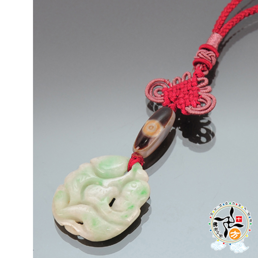 天珠+仙猴獻桃大陸玉掛飾【十方】141066