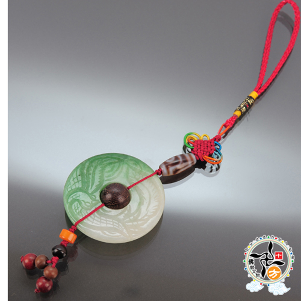 天珠+鳳凰大陸玉平安扣掛飾【十方】141068