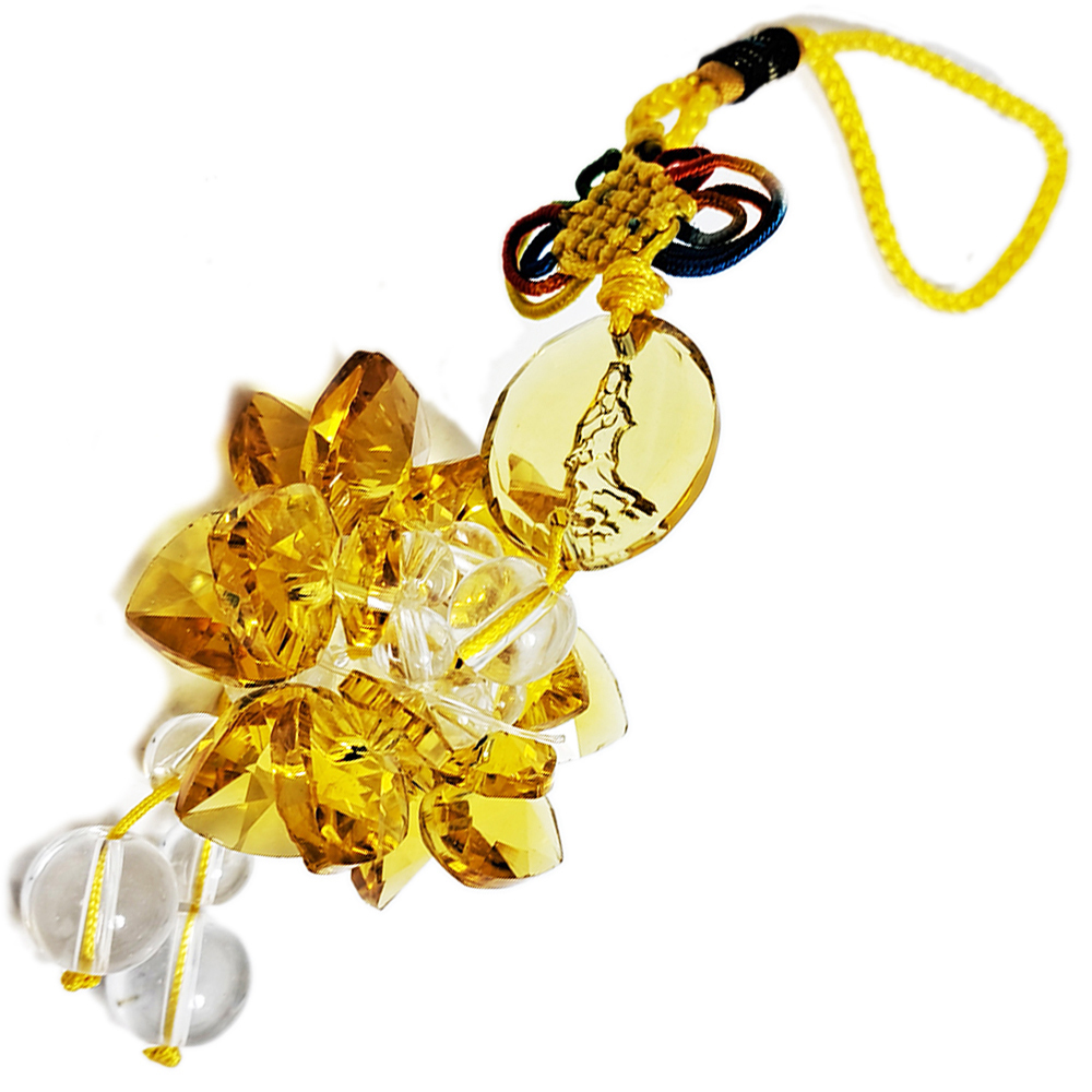 觀音&水晶黃蓮花球掛飾(直徑4.5公分)【十方】142842