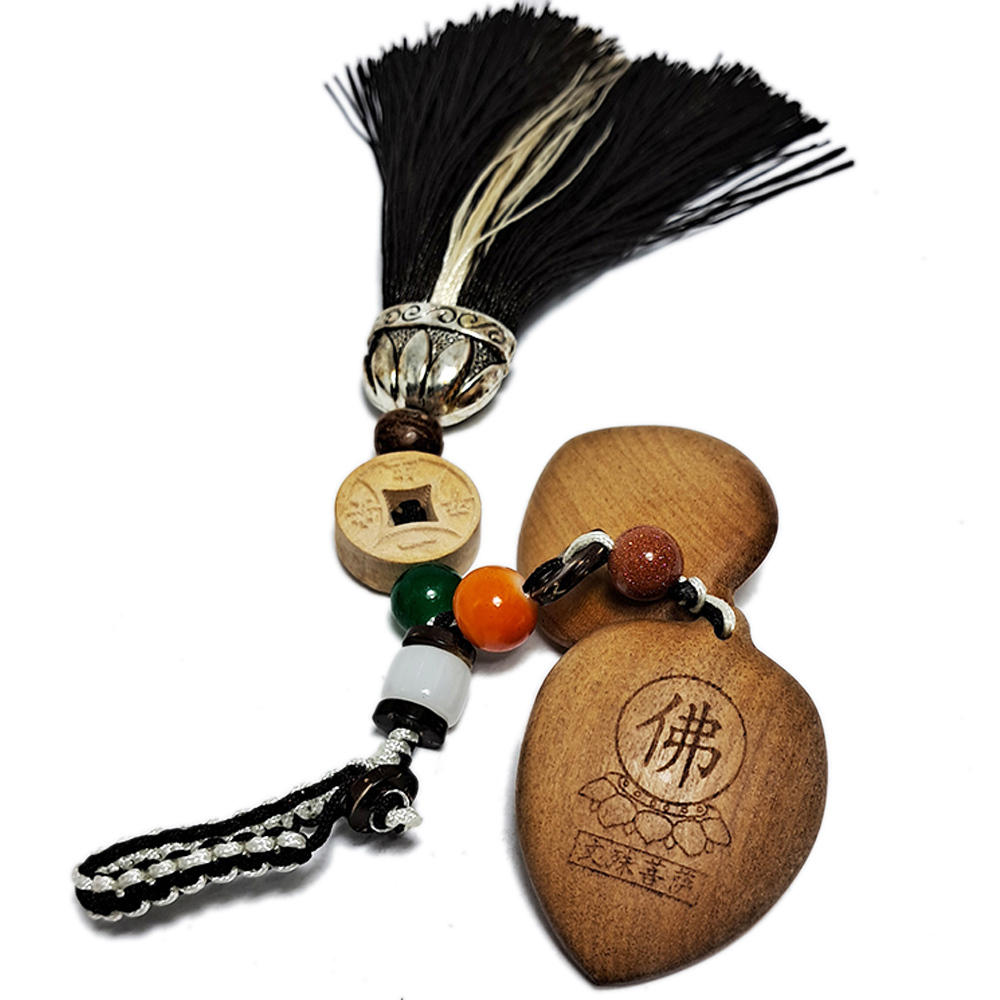 文殊菩薩(檀木)肖兔守護神掛飾15公分【十方】144656